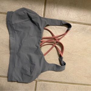 Lululemon Gray Sports Bra with Pink Straps